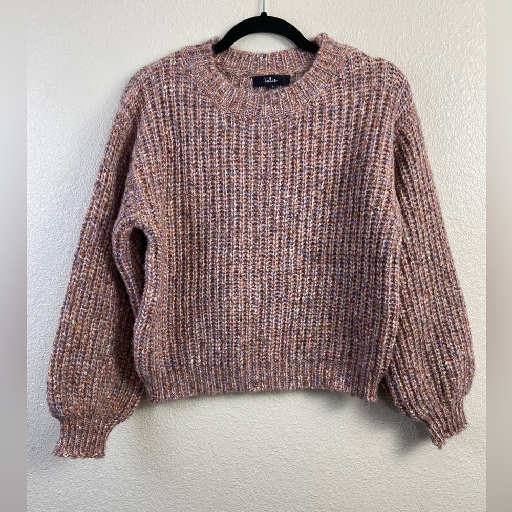 Lulus Wool blend Chunky knit Sweater Women’s Small Balloon Sleeve Boho Fall Cozy
